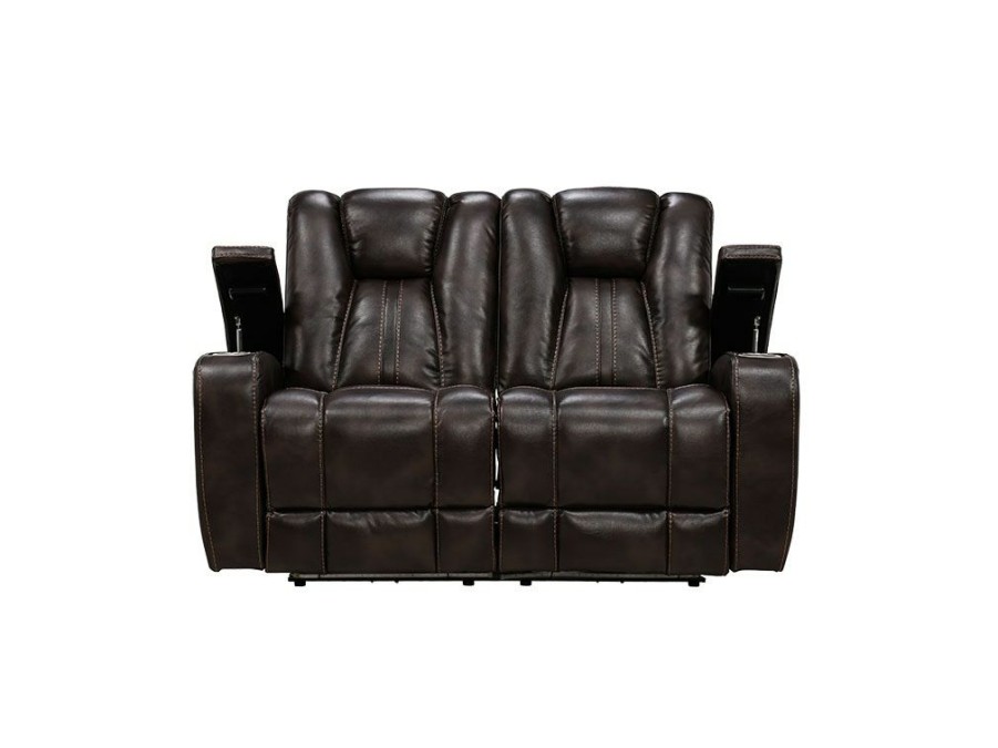 Living Room * | Online Store Man Wah Coffee Leather Power Reclining Loveseat With Power Headrest X99990Hm-L2-2Eh-L 357447C# At Woodstock Furniture & Mattress Outlet