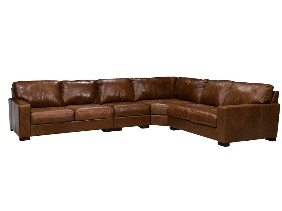 Living Room * | Excellent Soft Line America Splendor Chestnut 4 Piece Leather Sectional 7003 At Woodstock Furniture & Mattress Outlet