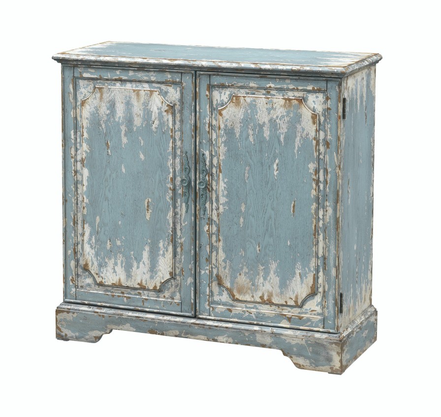 Living Room * | Special Coast2Coast Home Bleu Distressed Finish 2 Door Console Cabinet 40295 At Woodstock Furniture & Mattress Outlet