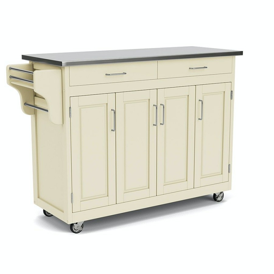 Accessories * | Online Store Homestyles Create-A-Cart Off-White Kitchen Cart W/Stainless Steel Top 9200-1022 At Woodstock Furniture & Mattress Outlet