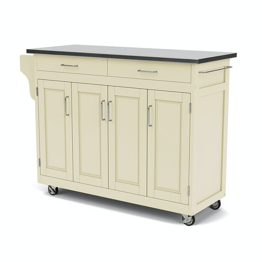 Accessories * | Online Store Homestyles Create-A-Cart Off-White Kitchen Cart W/Stainless Steel Top 9200-1022 At Woodstock Furniture & Mattress Outlet