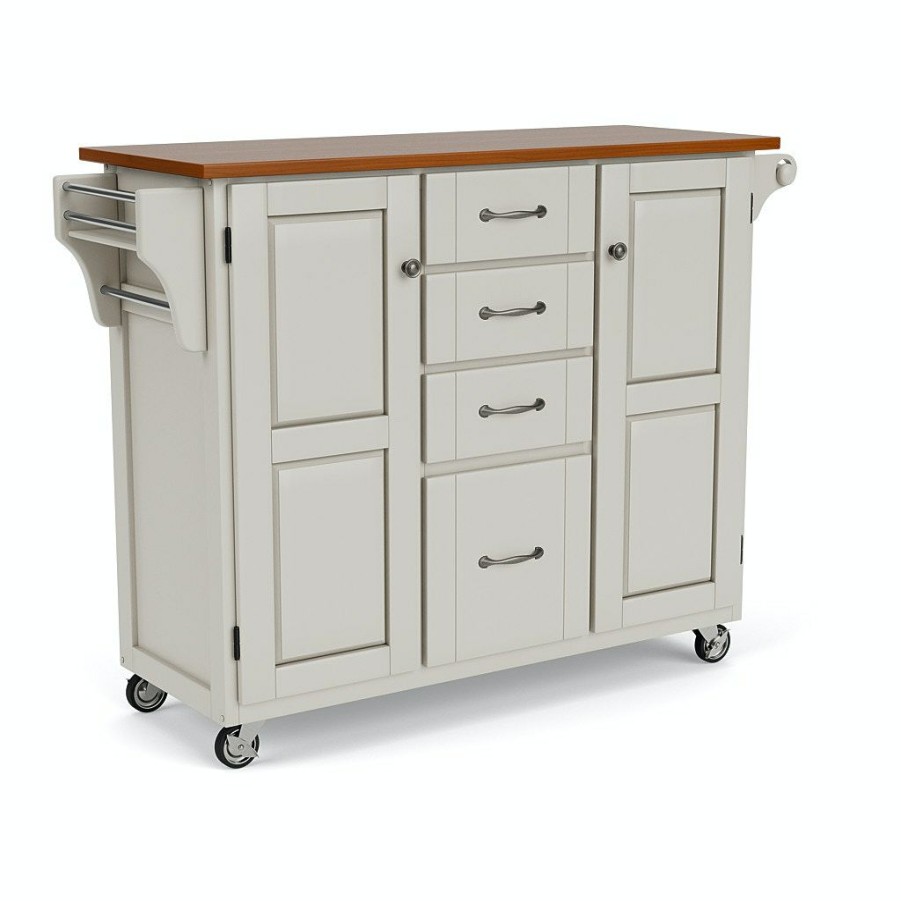 Accessories * | Best Choice Homestyles Create-A-Cart Off-White Kitchen Cart W/Oak Finish Top 9100-1026G At Woodstock Furniture & Mattress Outlet