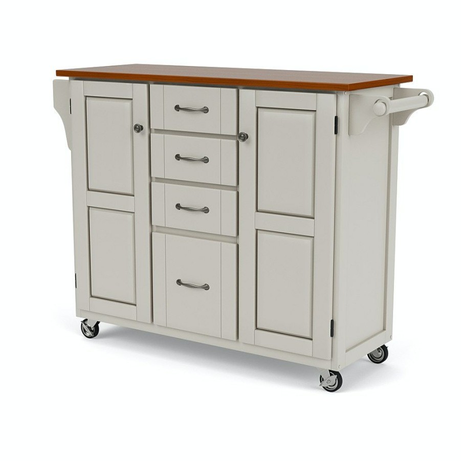 Accessories * | Best Choice Homestyles Create-A-Cart Off-White Kitchen Cart W/Oak Finish Top 9100-1026G At Woodstock Furniture & Mattress Outlet