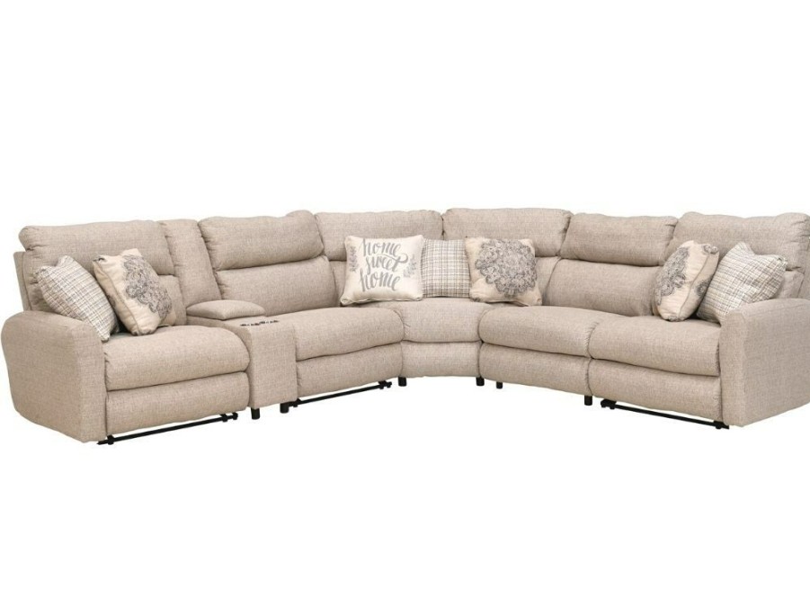 Living Room * | Gift Selection Catnapper Furniture Mcpherson Buff 6 Piece Reclining Sectional 261 At Woodstock Furniture & Mattress Outlet