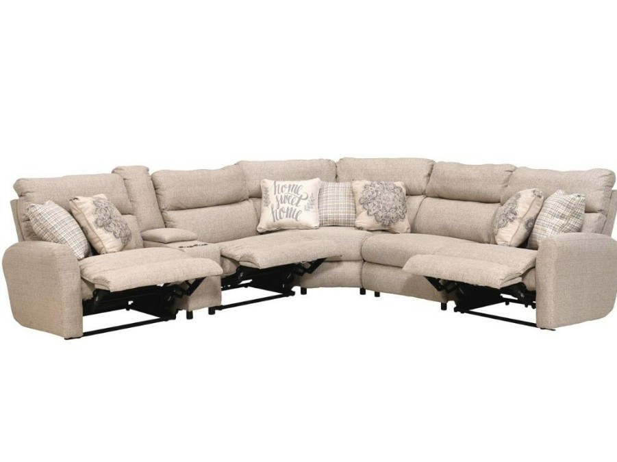 Living Room * | Gift Selection Catnapper Furniture Mcpherson Buff 6 Piece Reclining Sectional 261 At Woodstock Furniture & Mattress Outlet