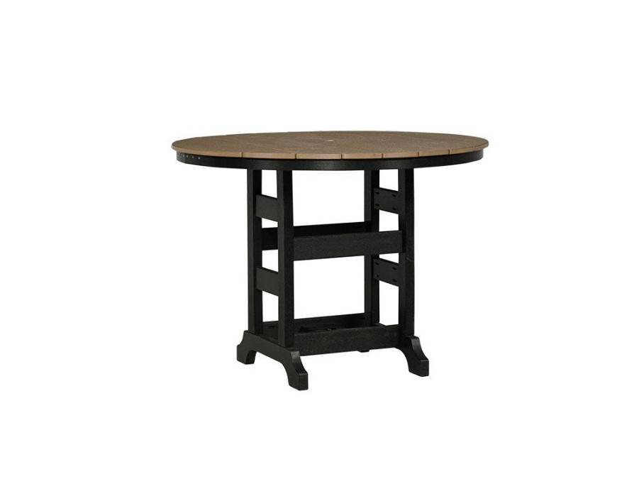 Outdoor Furniture * | Best Price Tru180 Outdoor 48 Counter Height Round Black/Weather Wood Dining Table Tr0048-C Bw At Woodstock Furniture & Mattress Outlet