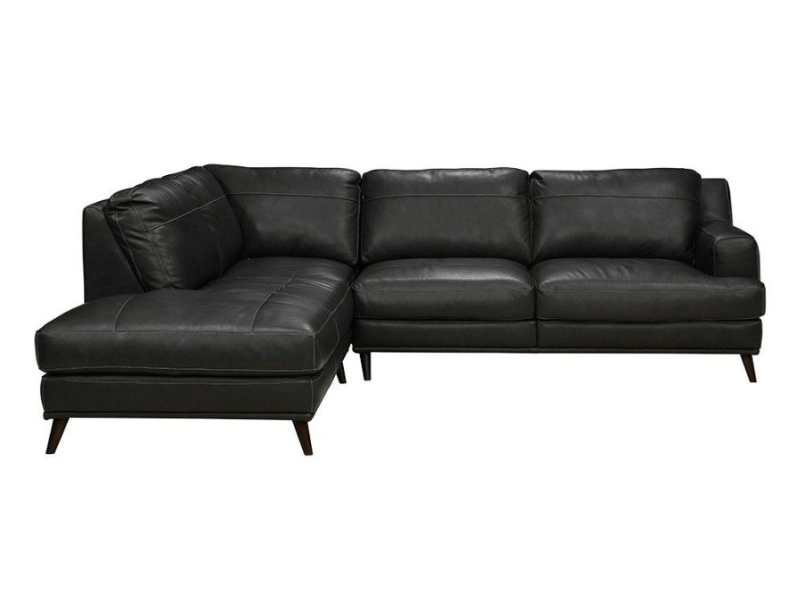 Living Room * | Bargain Sale Soft Line America Caruso Slate Leather Raf Sofa 2Pc Chofa 7190-041+011 At Woodstock Furniture & Mattress Outlet