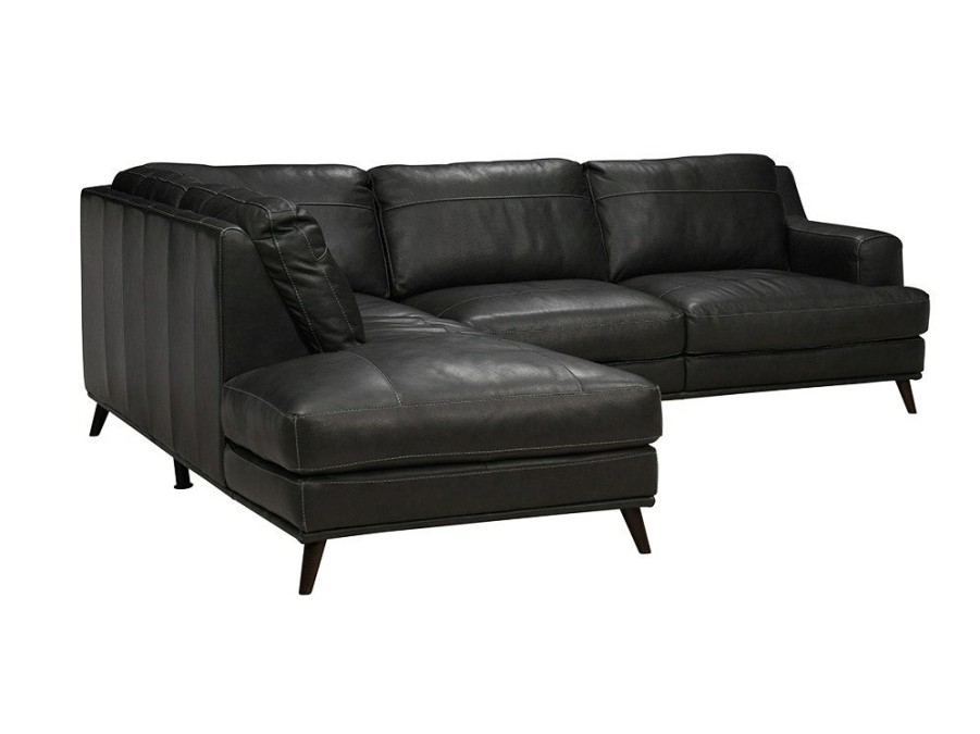 Living Room * | Bargain Sale Soft Line America Caruso Slate Leather Raf Sofa 2Pc Chofa 7190-041+011 At Woodstock Furniture & Mattress Outlet