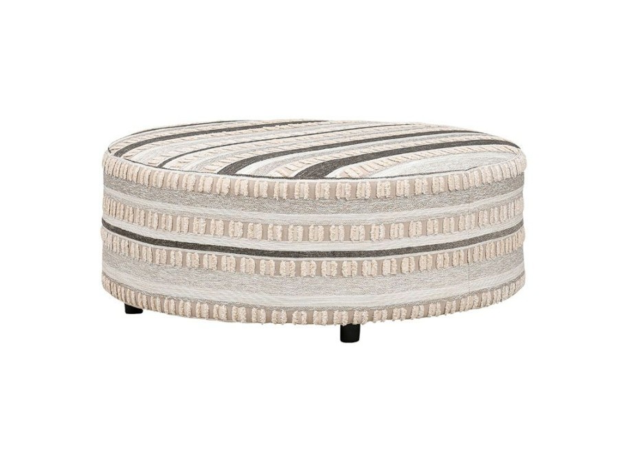 Living Room * | Low Price Albany Indiana Stripe-Linen Beige Cocktail Ottoman 0462-33-Rmss-69582 At Woodstock Furniture & Mattress Outlet