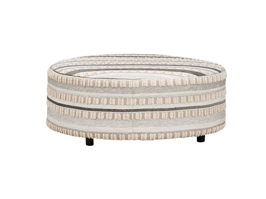 Living Room * | Low Price Albany Indiana Stripe-Linen Beige Cocktail Ottoman 0462-33-Rmss-69582 At Woodstock Furniture & Mattress Outlet