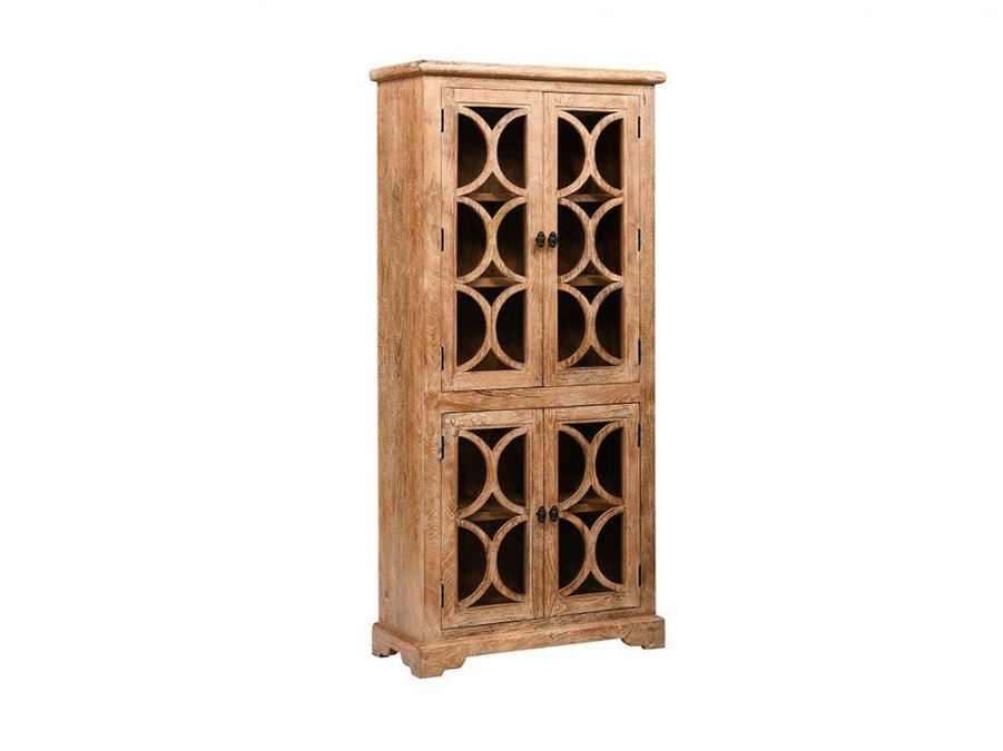 Dining Room * | Tendy Style Home Trends & Design San Rafael Antique Oak 38 Wide Glass Cabinet Fsr-Gc38Tao At Woodstock Furniture & Mattress Outlet