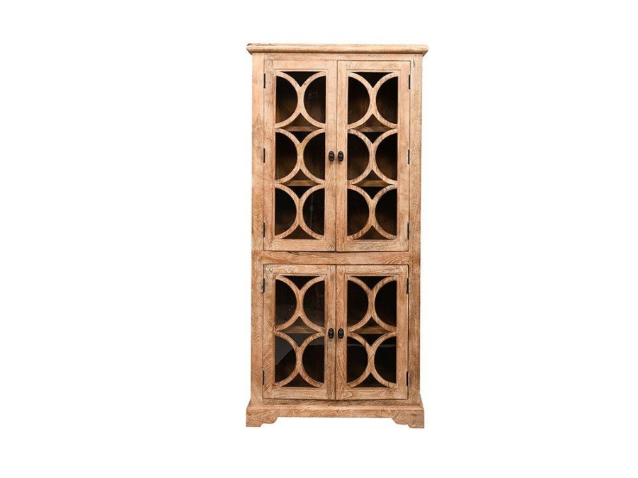 Dining Room * | Tendy Style Home Trends & Design San Rafael Antique Oak 38 Wide Glass Cabinet Fsr-Gc38Tao At Woodstock Furniture & Mattress Outlet