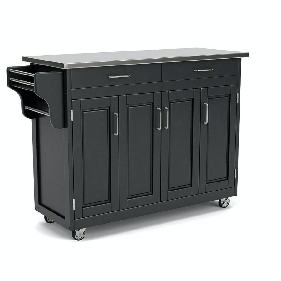 Accessories * | Special Homestyles Create-A-Cart Black Kitchen Cart W/Stainless Steel Top 9200-1042 At Woodstock Furniture & Mattress Outlet