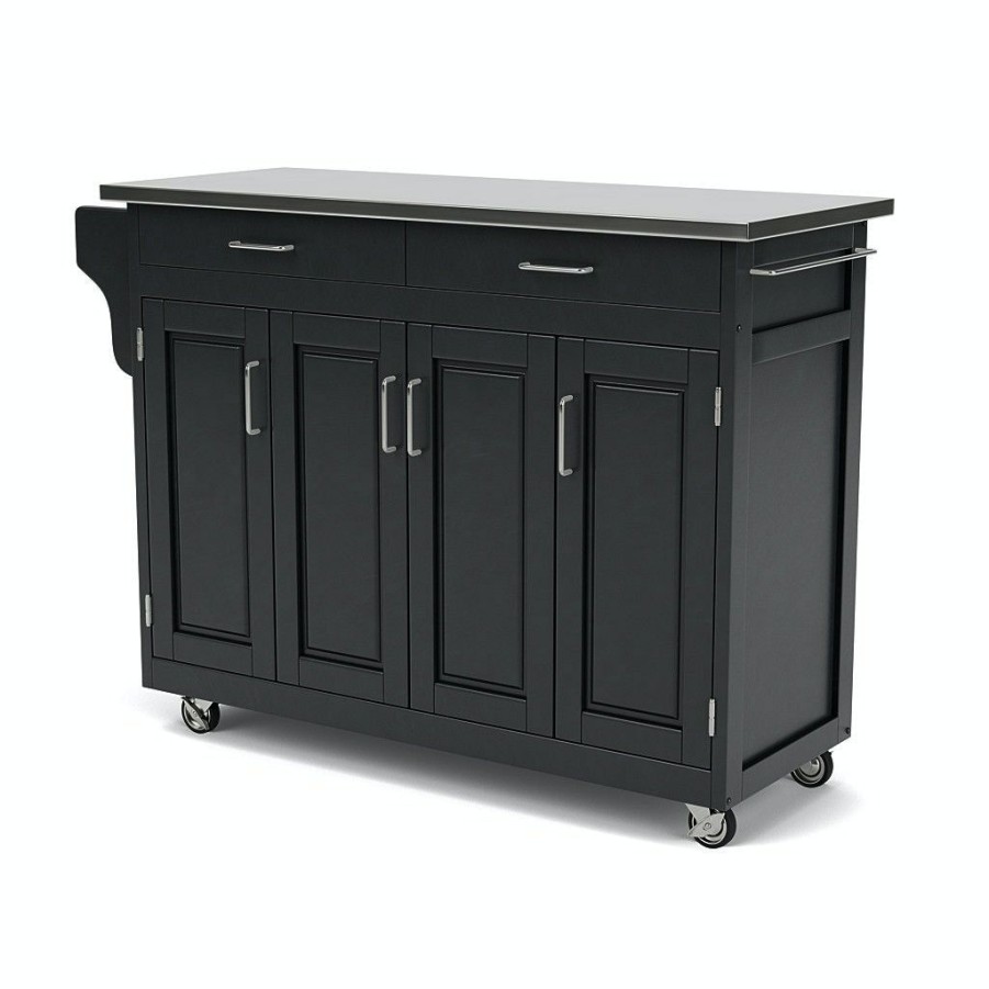 Accessories * | Special Homestyles Create-A-Cart Black Kitchen Cart W/Stainless Steel Top 9200-1042 At Woodstock Furniture & Mattress Outlet