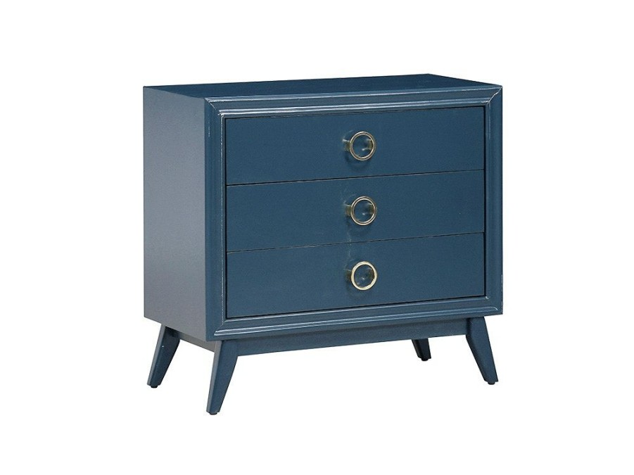 Bedroom * | Online Discount Crestview Pomeroy Indigo 3 Drawer Chest With Gold Hardware Cvfzr4592 At Woodstock Furniture & Mattress Outlet