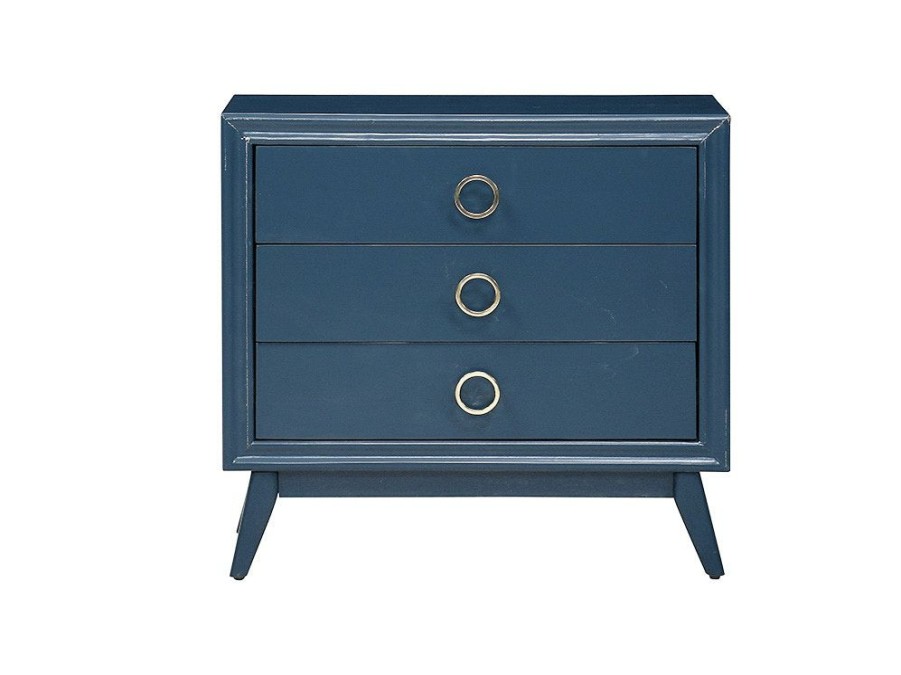 Bedroom * | Online Discount Crestview Pomeroy Indigo 3 Drawer Chest With Gold Hardware Cvfzr4592 At Woodstock Furniture & Mattress Outlet