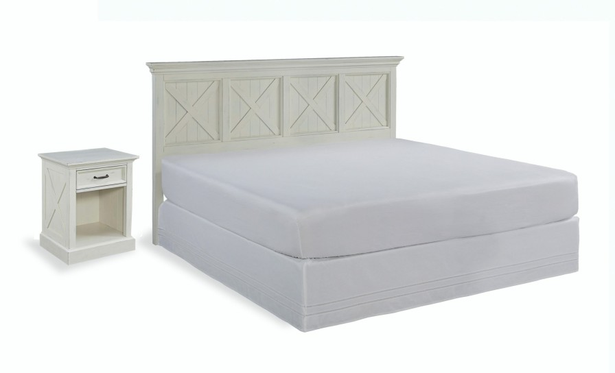 Bedroom * | Best Choice Homestyles Seaside Lodge Off White King Headboard And Nightstand 5523-6015 At Woodstock Furniture & Mattress Outlet