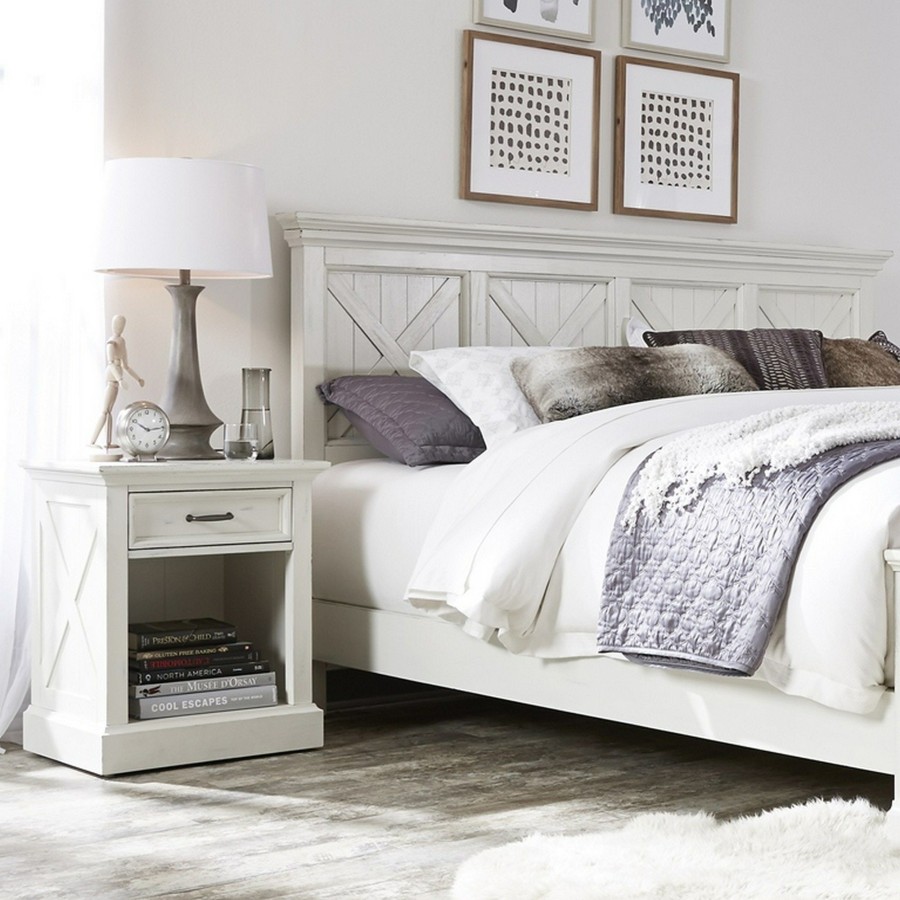 Bedroom * | Best Choice Homestyles Seaside Lodge Off White King Headboard And Nightstand 5523-6015 At Woodstock Furniture & Mattress Outlet