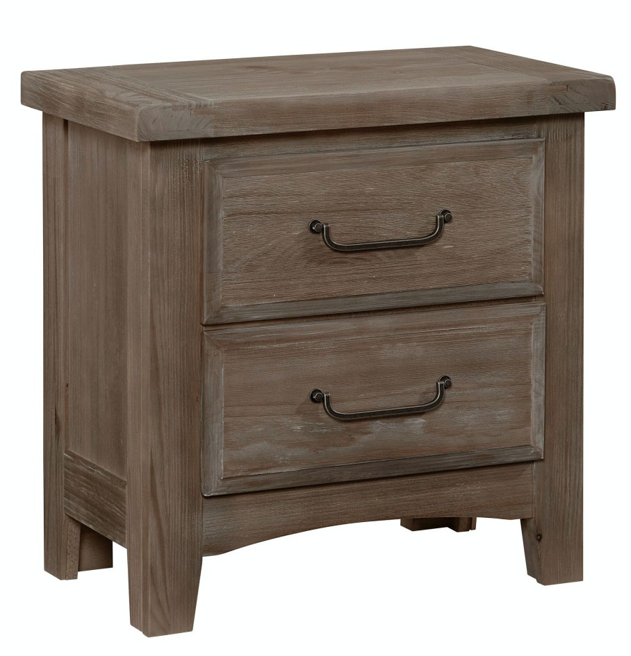 Bedroom * | Top Selling Vaughan-Bassett Furniture Company Sawmill Saddle Grey 2 Drawer Nightstand 692-226 At Woodstock Furniture & Mattress Outlet