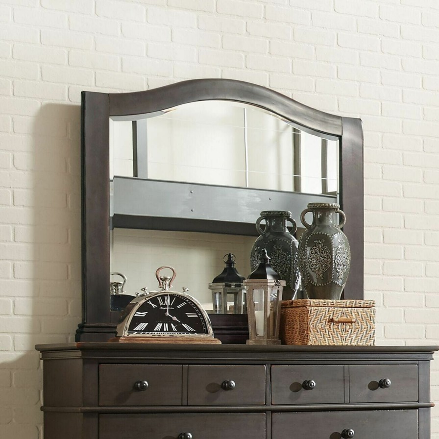 Accessories * | Special Aspenhome Oxford Peppercorn Arched Mirror I07-463-Pep At Woodstock Furniture & Mattress Outlet