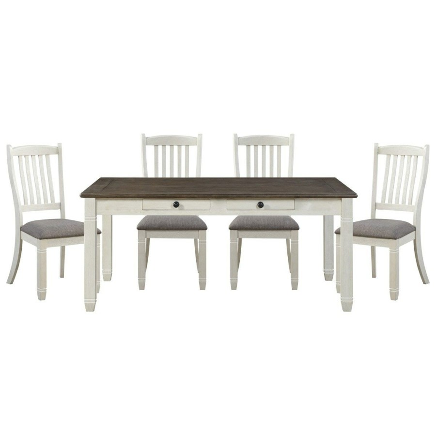 Dining Room * | Best Choice Homelegance Granby Antique White Dining Table W/4 Side Chairs 5627Nw-72Kit5 At Woodstock Furniture & Mattress Outlet