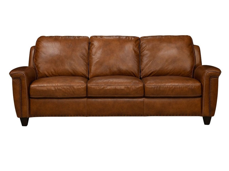 Living Room * | Cheaper Simon Li Saint James Honey Leather Sofa At Woodstock Furniture & Mattress Outlet