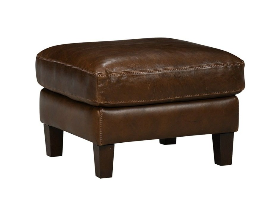 Living Room * | Online Store Soft Line America York Chestnut Leather Ottoman 7386-1173-12700 At Woodstock Furniture & Mattress Outlet