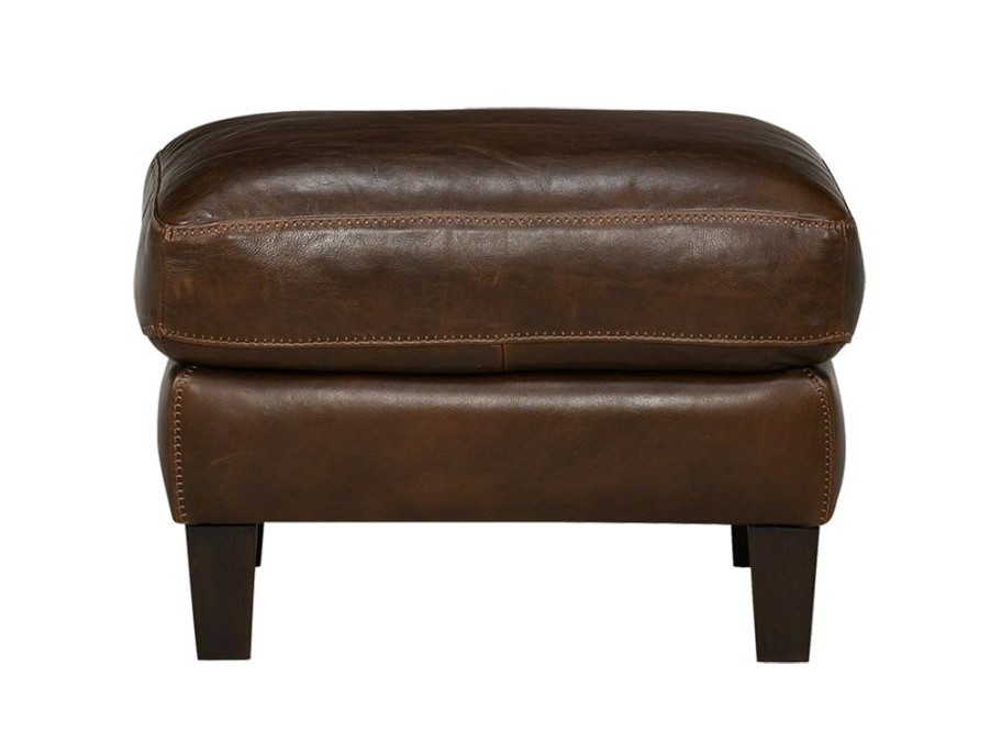 Living Room * | Online Store Soft Line America York Chestnut Leather Ottoman 7386-1173-12700 At Woodstock Furniture & Mattress Outlet