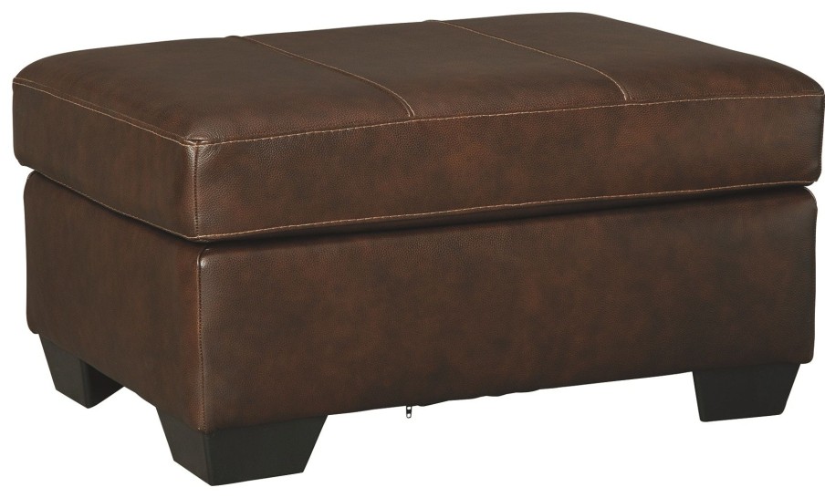 Living Room * | Low Price Signature Design By Ashley Morelos Chocolate Leather Ottoman 3450214 At Woodstock Furniture & Mattress Outlet