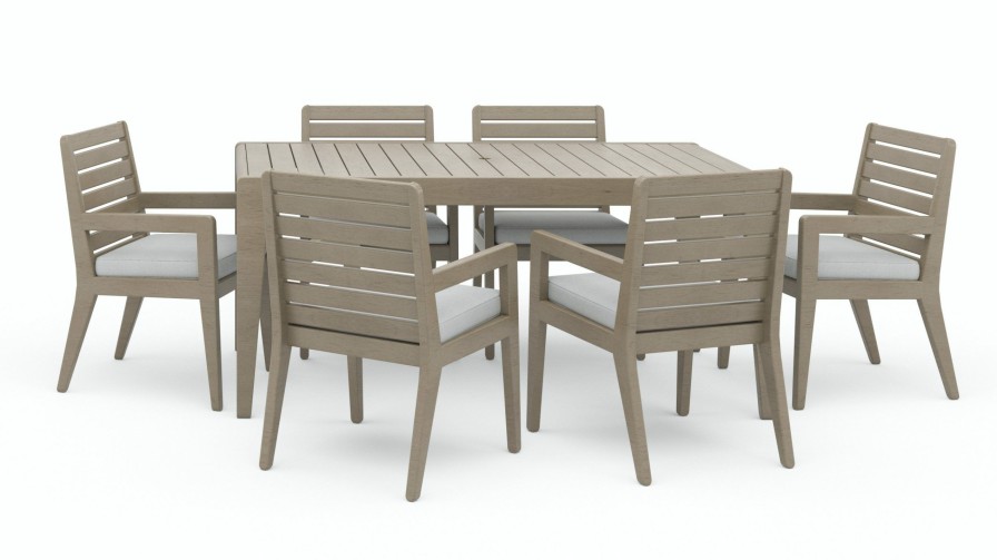 Outdoor Furniture * | Special Homestyles Sustain Gray Outdoor Dining Table And Six Armchairs W/Cushions 5675-31-81S At Woodstock Furniture & Mattress Outlet