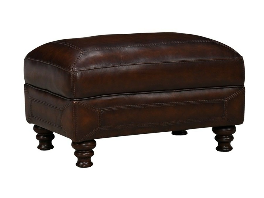 Living Room * | Best Choice Simon Li Ashland Prairie Meadows Leather Ottoman At Woodstock Furniture & Mattress Outlet