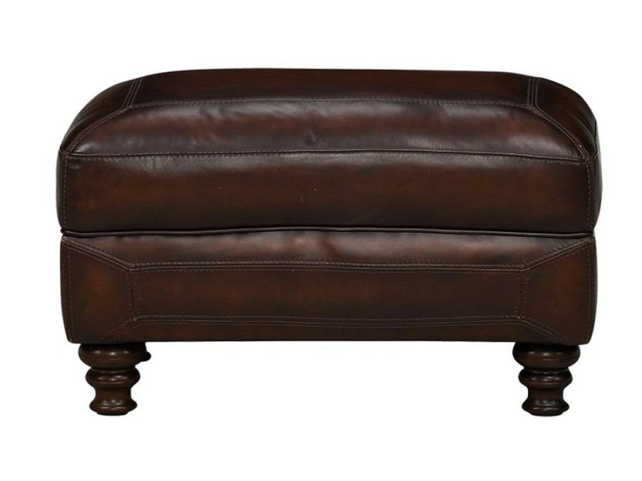 Living Room * | Best Choice Simon Li Ashland Prairie Meadows Leather Ottoman At Woodstock Furniture & Mattress Outlet